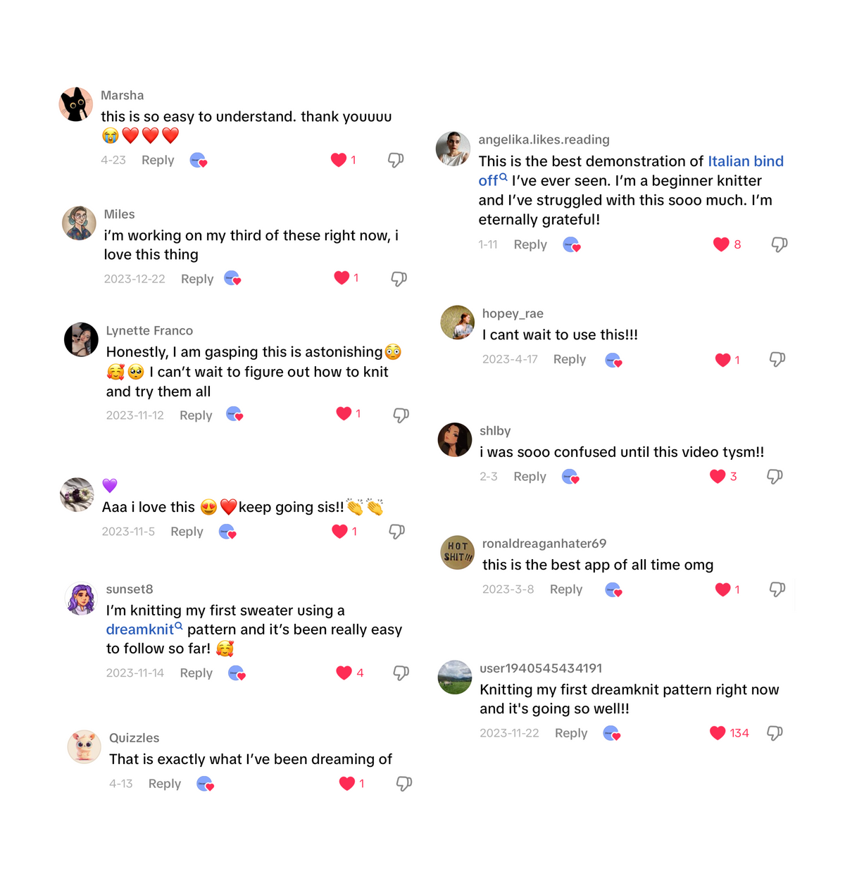 Knitters' opinions on Dreamknit